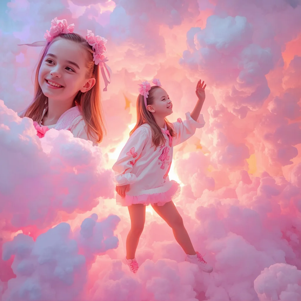 Cute Girl Candy Cloud Forest Playful Fantasy Wonderland | stylish girl prompt generator