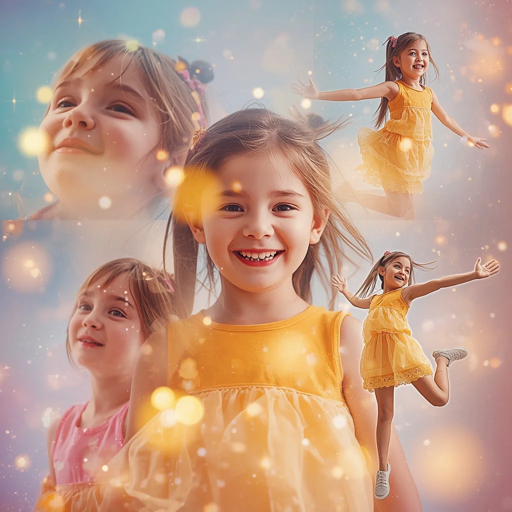 Cute Girl Floating Magic Dust Sparks Whimsical Dreamland Play | desi girl ai prompt — AI image prompt