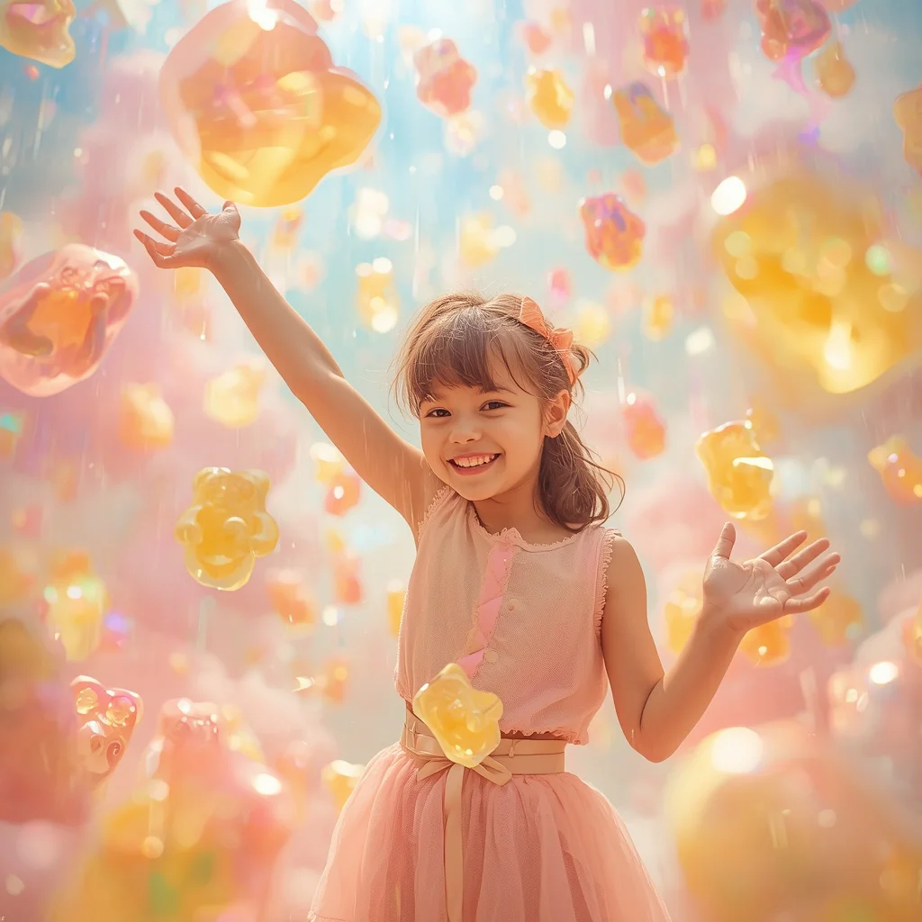 Cute Girl Gummy Bear Raindrop Wonderland Playful Magic | new ai prompt chatgpt — AI image prompt