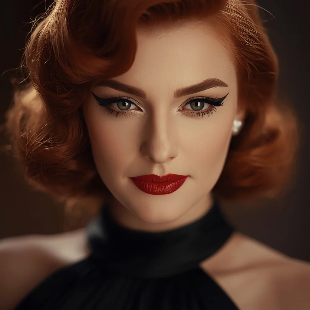 Hollywood Screen Siren's Alluring Gaze with Red Hair — AI image prompt