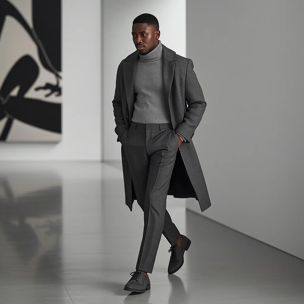 Modern Man in a Stylish Monochromatic Grey Outfit — AI image prompt