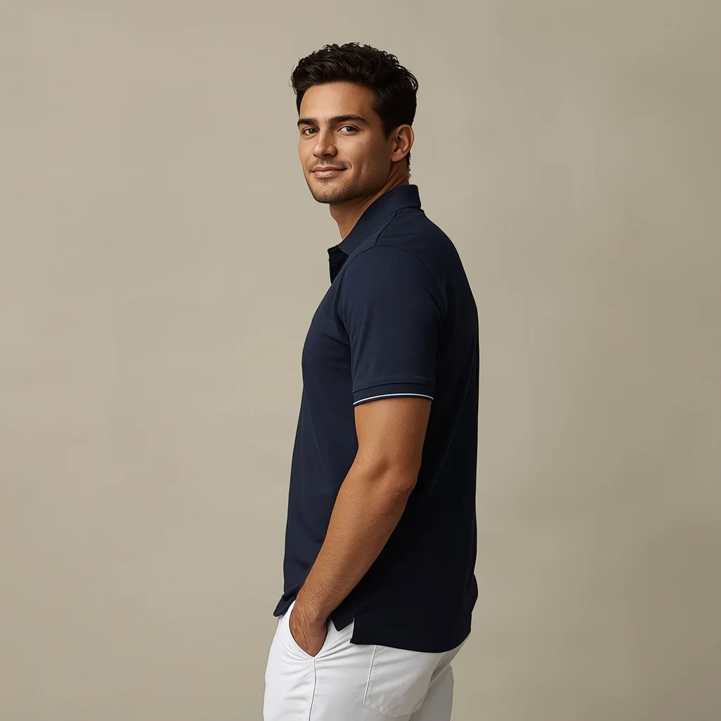 Modern Man's Poised Charm Against a Textured Wall — AI image prompt