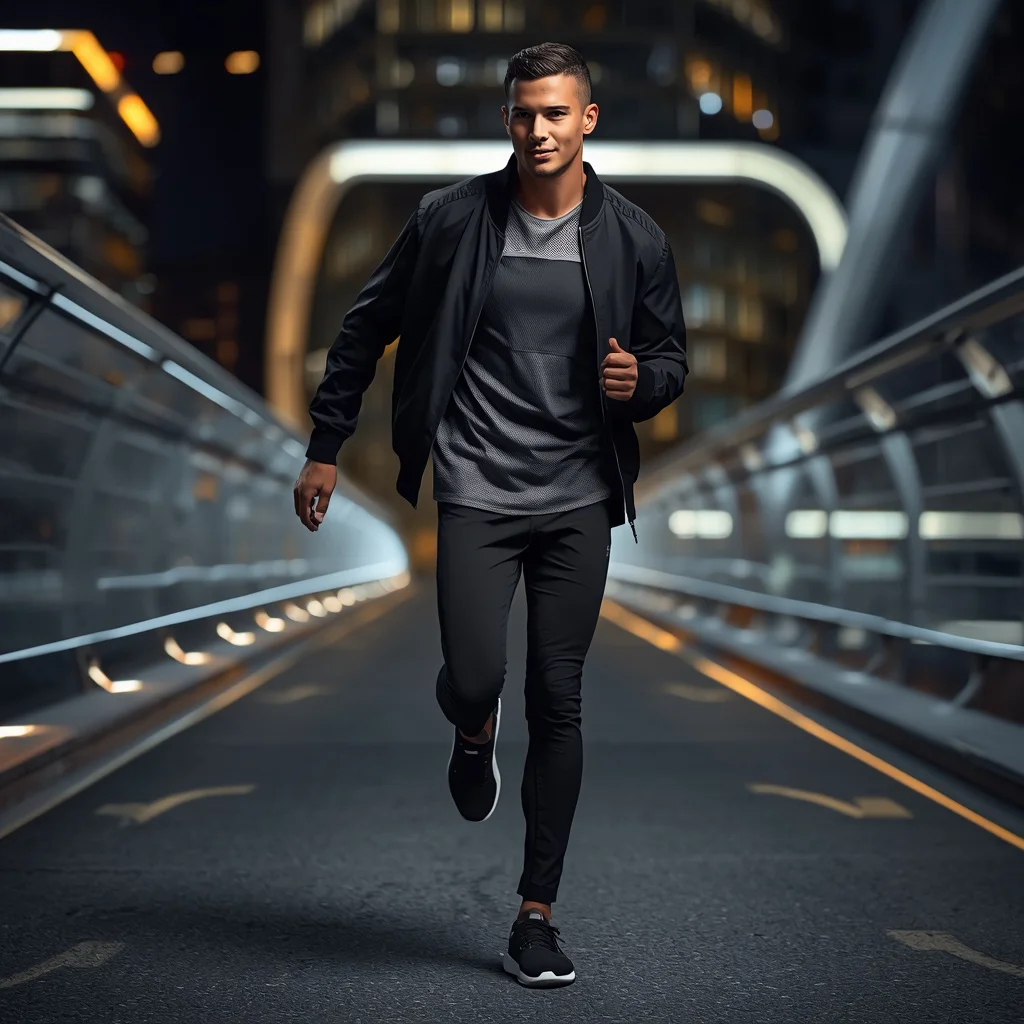 Stylish Man in a Modern Athleisure-Inspired Urban Outfit — AI image prompt